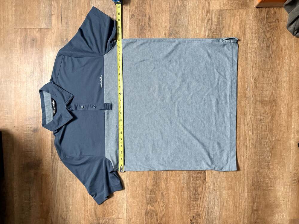 TravisMathew Mens Medium Blue Gray Pima Cotton Colorblock Golf Polo Shirt - Picture 10 of 11